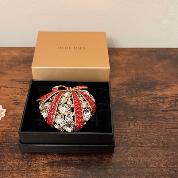 Heidi Daus Jewelry - Heidi Daus Red and Silver Striped Crystal Brooch